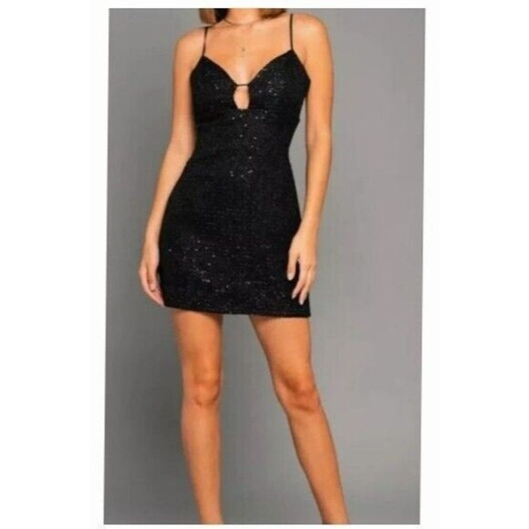 Lelis Collection Night Club Mini Dress Women's LARGE Sparkle Black New Lelis Collection Night Club Mini Dress Women's LARGE Sparkle Black New